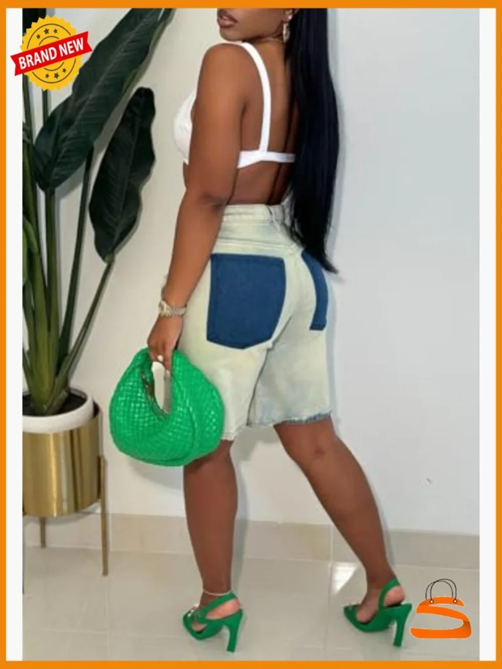 Baggy Ripped Denim Shorts High Waist Wide Leg Distressed Y2k Casual Bermuda